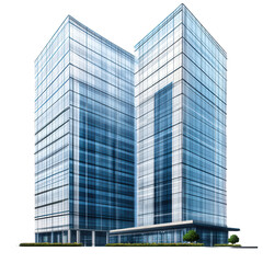 Obraz premium Tall buildings in the city, decorated with blue curtain walls and glass