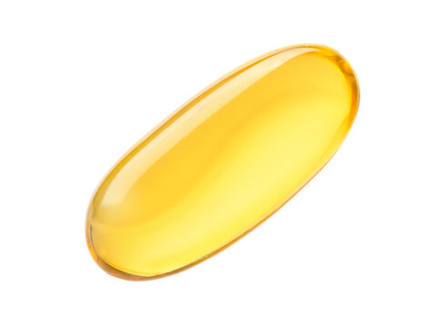 Fish oil soft gel capsule isolated.
