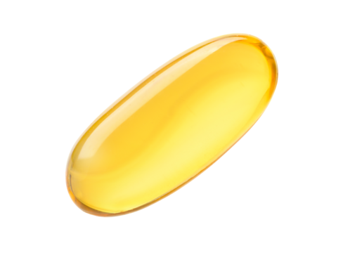Fish oil soft gel capsule isolated.