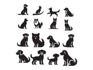 black silhouettes of dogs