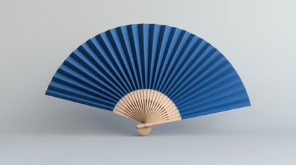 Fototapeta premium Color hand fan isolated on gray background. Open folding fan for mock-up