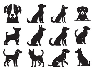 black silhouettes of dogs