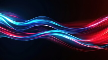 Dynamic waves of red and blue light creating a vibrant abstract background