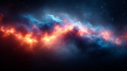 Naklejka premium Cosmic Nebula Fire And Ice Celestial Cloudscape