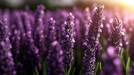 Obraz premium In a serene field, vibrant lavender blooms sway gently in the breeze, embodying nature’s beauty and serenity while inviting a sense of calm and blissful relaxation.