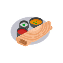 Masala Dosa, Indian Symbol Vector Illustration