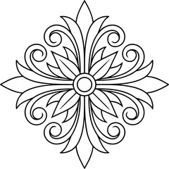 Ornate Black and White Floral Mandala Design Pattern Art