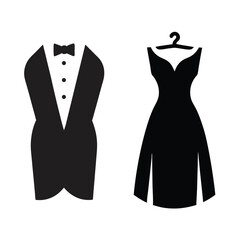 Minimalist Tuxedo and Dress Icon Pair with Smooth Vector Design
