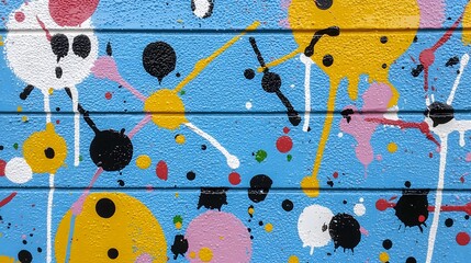 Colorful Abstract Wall Art with Splashes of Paint on Background