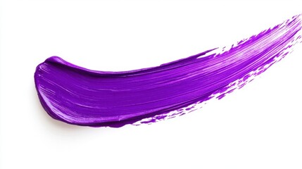 Purple brush stroke of oil paint isolated on white background. Hand drawing brush line. Colorful...