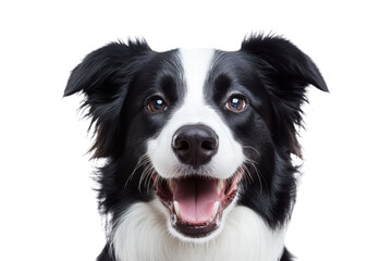 Border collie dog smile portrait isolated on transparent or white background, png