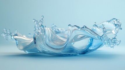 Dynamic Water Splash on Light Blue Background