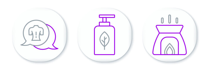 Set line Aroma candle, Massage and Essential oil bottle icon. Vector