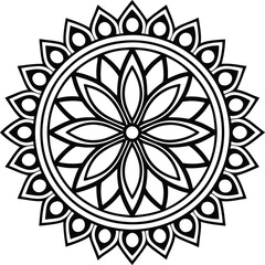 Ornate Black and White Floral Mandala Design Pattern Art