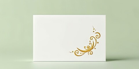 Elegant White Invitation Card with Gold Floral Design Mockup Blank Template