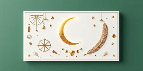 Gold Crescent Moon Bohemian Decor Wall Art Print Elegant Minimalist Home Decor Modern Abstract
