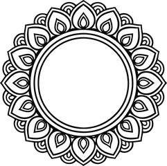 Ornate Black and White Floral Mandala Design Pattern Art