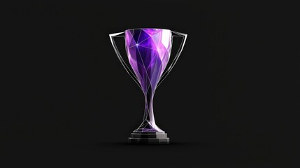 Abstract geometric trophy design with purple and black elements on a dark background
