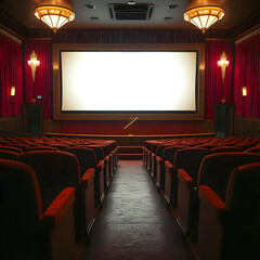 Fototapeta premium cinema auditorium with red chairs