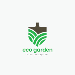 Shovel tree logo, leaf, nature, green, organic logo fully editable vector template