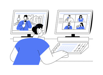 TV editor isolated cartoon vector illustrations.