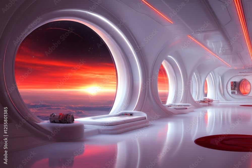 Aufkleber a futuristic space station mission control where astronauts monitor the outcome of a deep-space expe