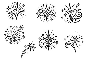 Vibrant fireworks vector graphic, various creative fireworks, vector art, celebrations, festival lights, night sky, digital illustration, abstract bursts, New Year fireworks, Independence Day, holiday