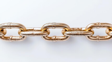 Gold Chain Links on White Background