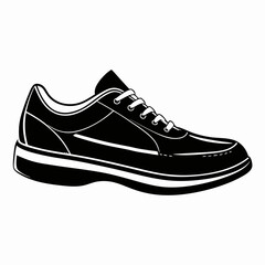 Black Sport Shoe Graphic Illustration   Athletic Footwear Outline for Design Projects