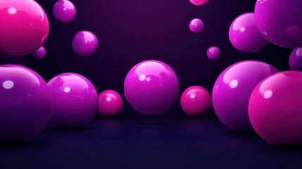 Glowing neon purple spheres with a smooth glossy surface floating in darkness creating a futuristic and abstract visual with soft reflections