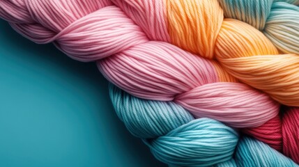 A delightful assortment of pastel-colored yarns neatly arranged, highlighting the soft textures and rich colors suitable for various knitting or crocheting projects and creative endeavors.