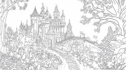 Naklejka premium coloring book black and white for adults isolated line art on white background.