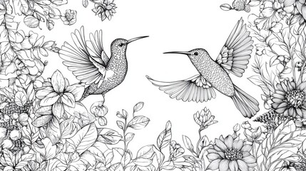 Fototapeta premium coloring book black and white for adults isolated line art on white background.