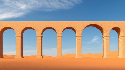 Fototapeta premium Grand Desert Archway Frame with Clear Blue Sky and Sand Dunes Below