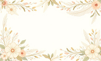 a boho-style Easter border featuring intricate floral patterns with soft pastel colors and delicate feathers