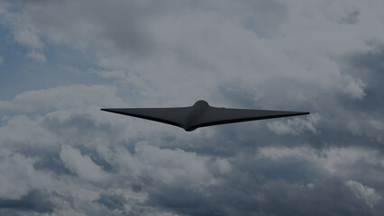 3D model of military combat drone in the sky