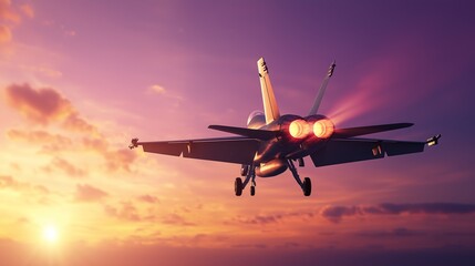 Purple Skies and Afterburner Ignition Create Stunning Jet Scene