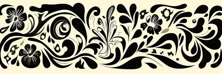 Obraz premium Abstract Black and White Floral Design Pattern
