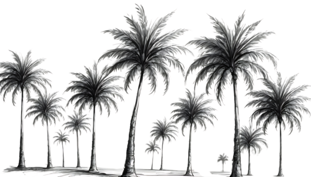 Palm trees drawing sketch outdoors png