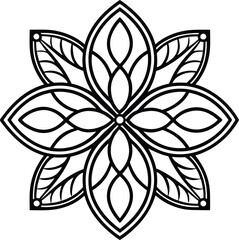 Ornate Black and White Floral Mandala Design Pattern Art