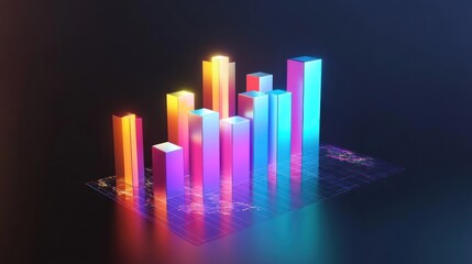 Fototapeta premium Colorful 3D Bar Graph Visualization of Business and Financial Data