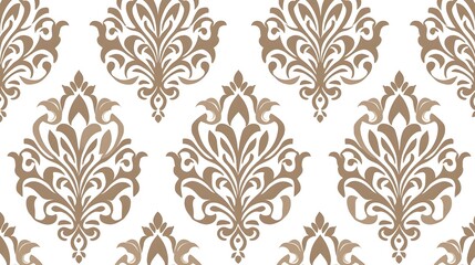 Elegant Vintage Floral Damask Pattern in Neutral Beige Tones