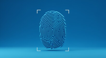  3D Fingerprint Background – Futuristic Blue Digital Security and Biometrics Concept