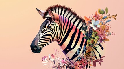 Whimsical Zebra Amidst Vibrant Flora