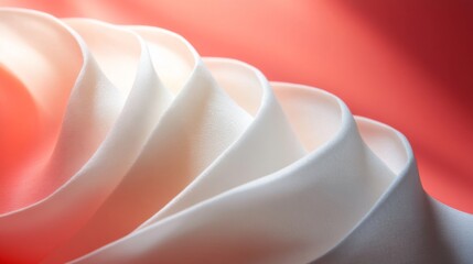 Abstract White Waves on Coral Background