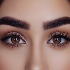 Obraz premium Close-up of brown eyes, makeup, beauty