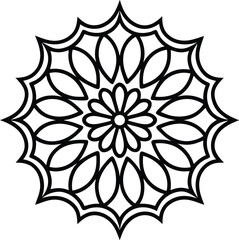 Geometric Mandala Design Circular, Floral, Symmetrical, Black, White, Art, Pattern, Ornament, Intric