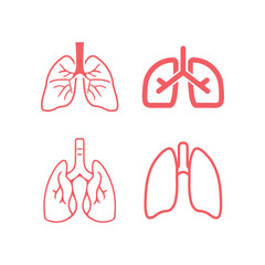 Lungs icons set anatomy vector healthy signage template design trendy