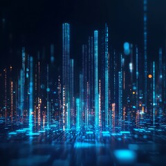 Obraz premium Digital Cityscape Illuminated With Neon Lights at Night
