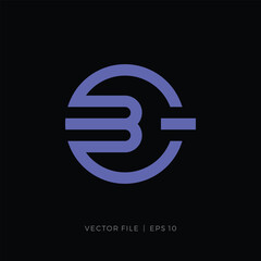 Logo with initials letter  B or BC CB circle and switch symbol
